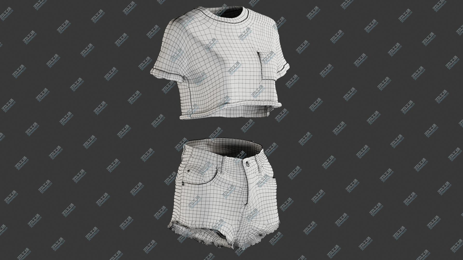 images/goods_img/202104093/Women's Jean Shorts with Tshirt 3D model/4.jpg